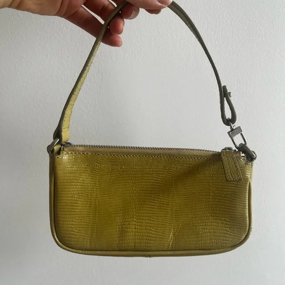 By Far Mini Rachel Bag in Stamped Leather Olive Green - Picture 2 of 4